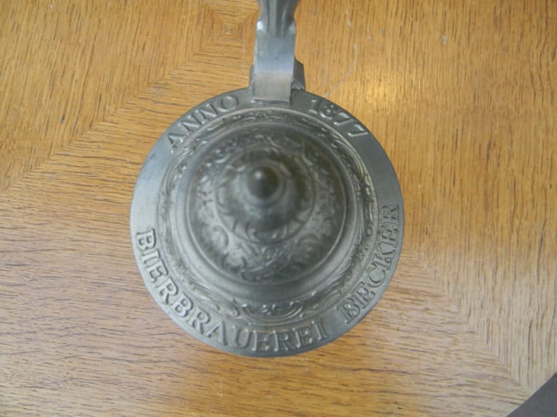 Chope Bière Bierbrauerei Becker Anno 1877 0,4 l cristal taillé et étain — vue 5