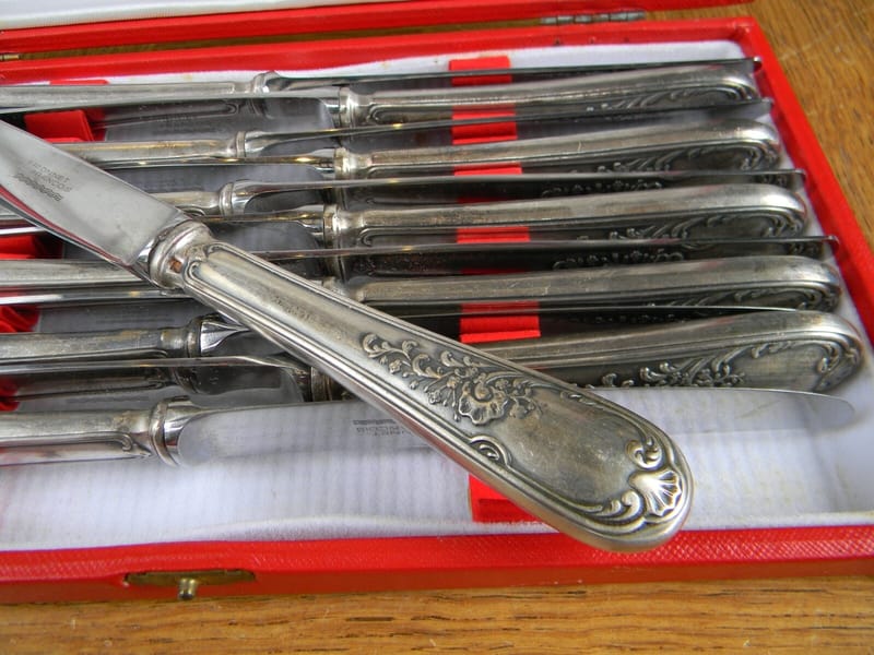 François Frionnet Couteaux Viande Louis XV Argent Plaqué Silver Silber — vue 2