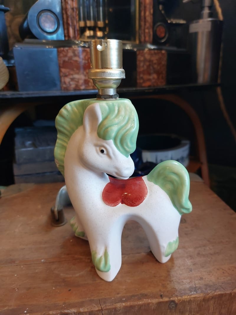 Pied Lampe Poney Céramique années 60 Poney
