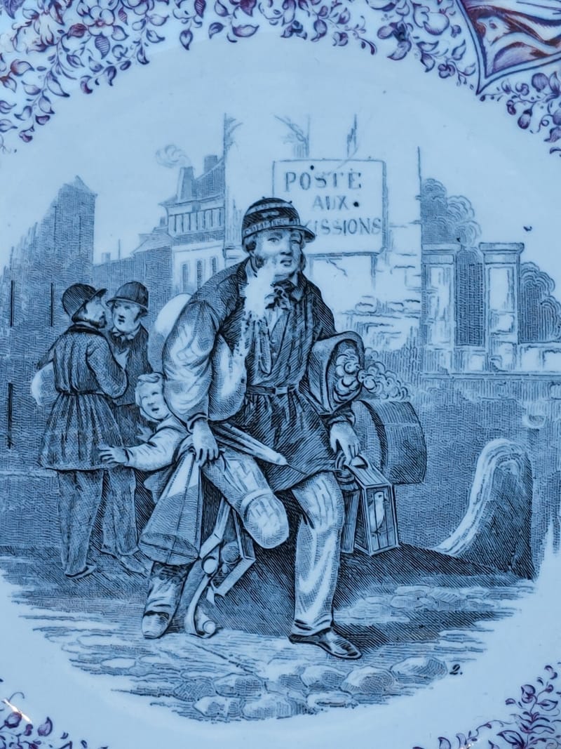 Assiette Vignette WS XIX ème siècle Poste aux Missions — vue 2