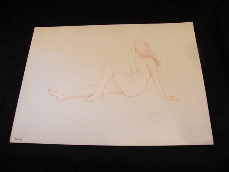 Nu Edwige André Simon 1926-2014 Artiste Lorrain Dessin Etude Crayon