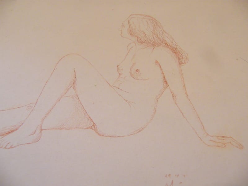 Nu Edwige André Simon 1926-2014 Artiste Lorrain Dessin Etude Crayon — vue 2