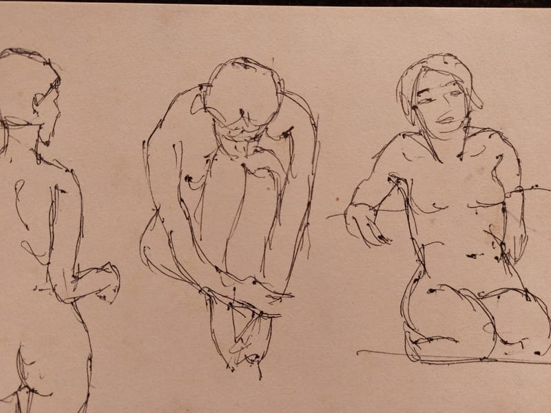 Encre André Simon 2002 Artiste Lorrain Metz AS Nu Esquisses 3 — vue 2