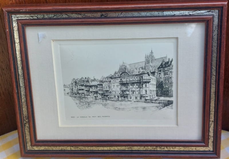 Metz Léopold Robin Pont des Roches Moselle Eau Forte Années 30