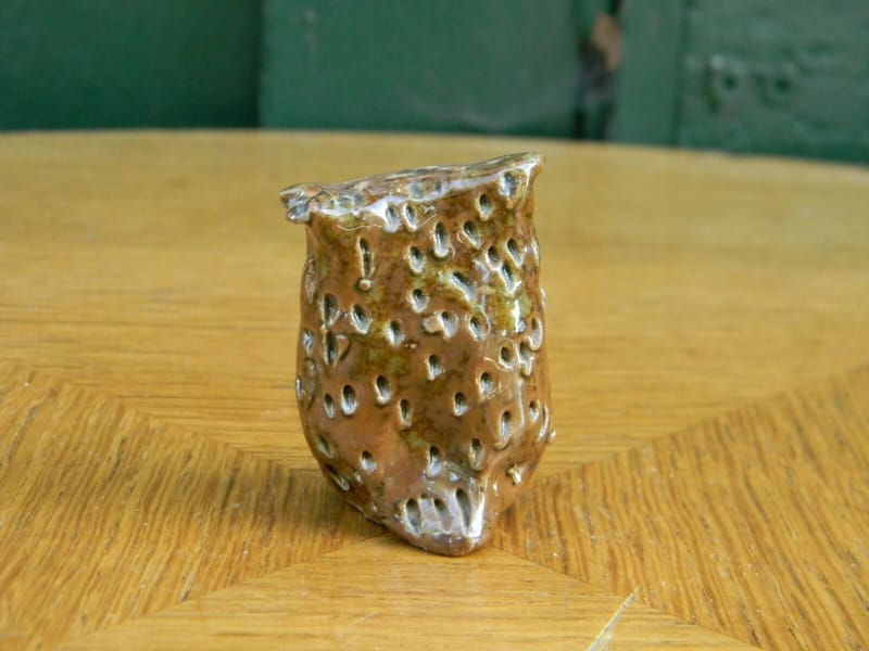 Hibou Chouette en Terre Cuite Vernissée Brune 5 cm — vue 3