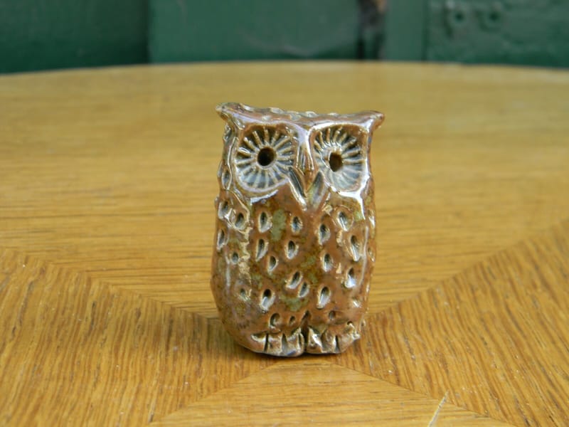 Hibou Chouette en Terre Cuite Vernissée Brune 5 cm