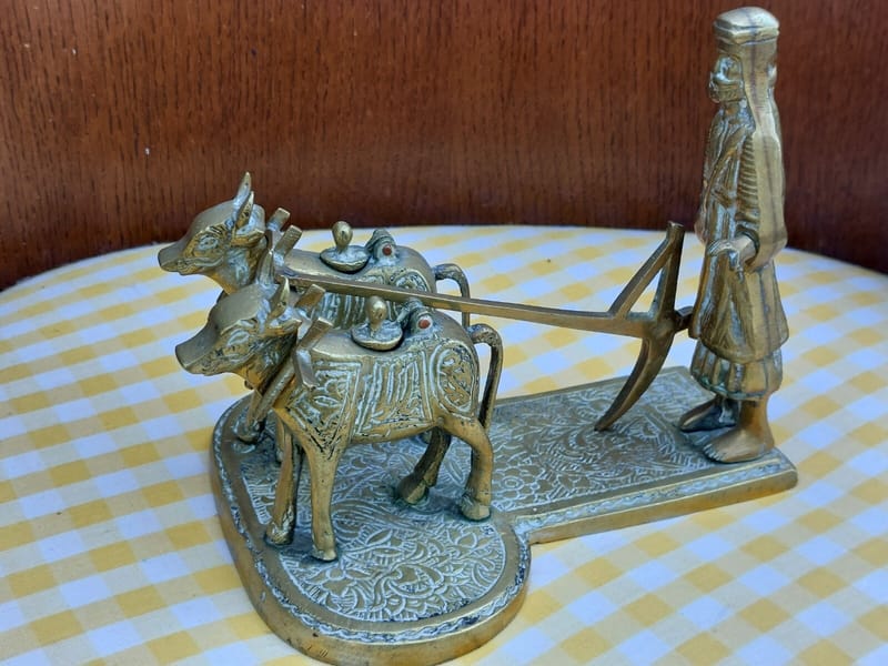 Lampe Huile Inde Vache Laiton ancienne
