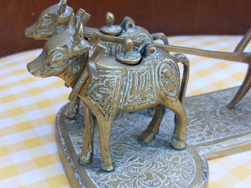 Lampe Huile Inde Vache Laiton ancienne — vue 2