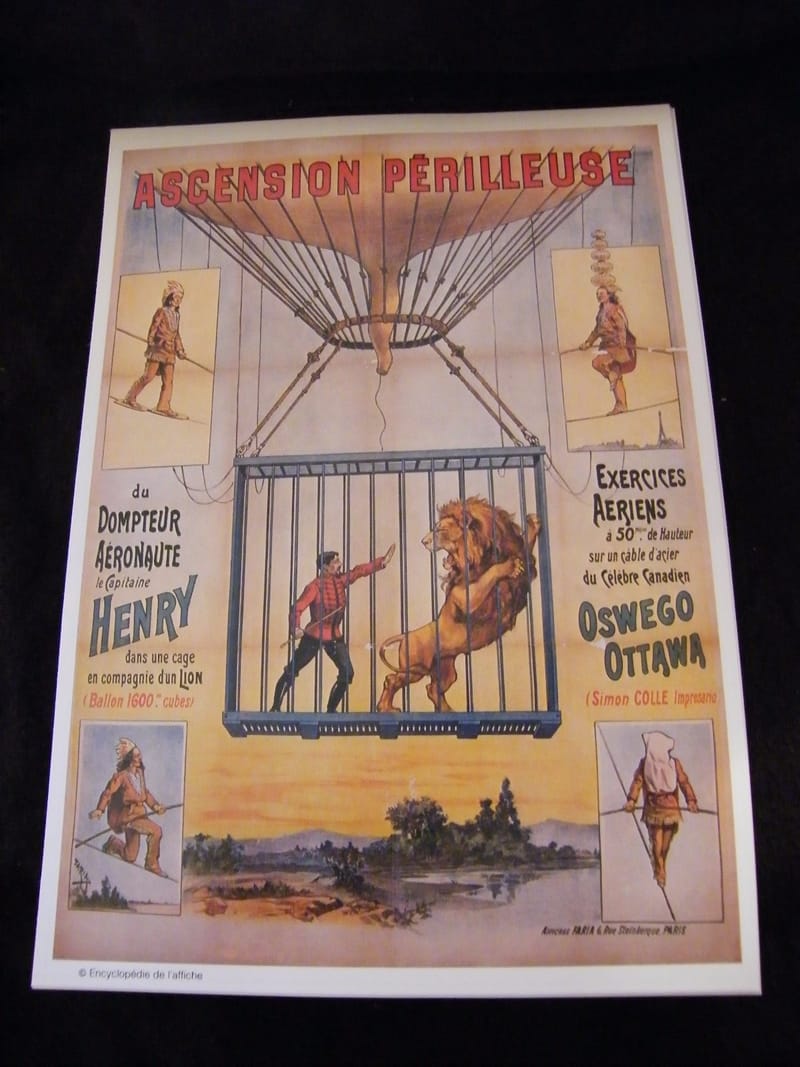 Affiche Ballon Ascension périlleuse Capitaine Henry Oswego Ottawa Reproduction